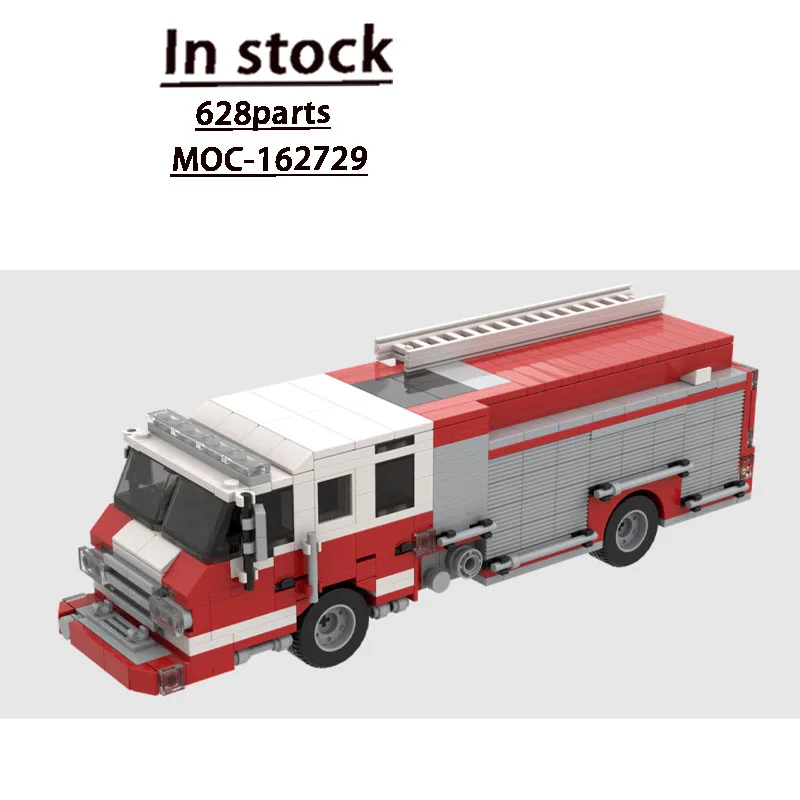 MOC-162729 City Traffic Rescue Firefighting Ladder Truck Building Block Model, 628parts, Creative Birthday and New Year Toy Gift