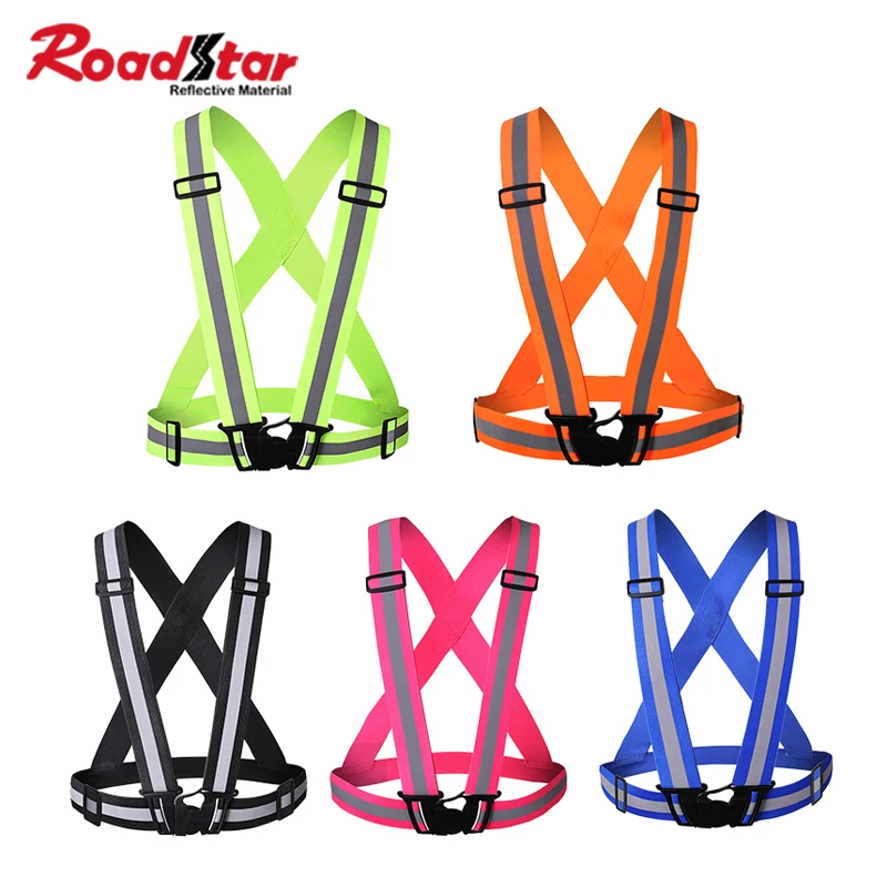 Roadstar Cycling Jogging Safety Highlight Reflective Vest Night Work Security Running Reflective Straps High Visibility