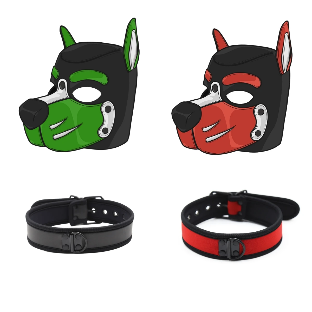 2Pc New Puppy Cosplay Costumes of M L Colour Rubber Padded  Full Head Black Hood Mask for Dog Role play Games Party Accessories