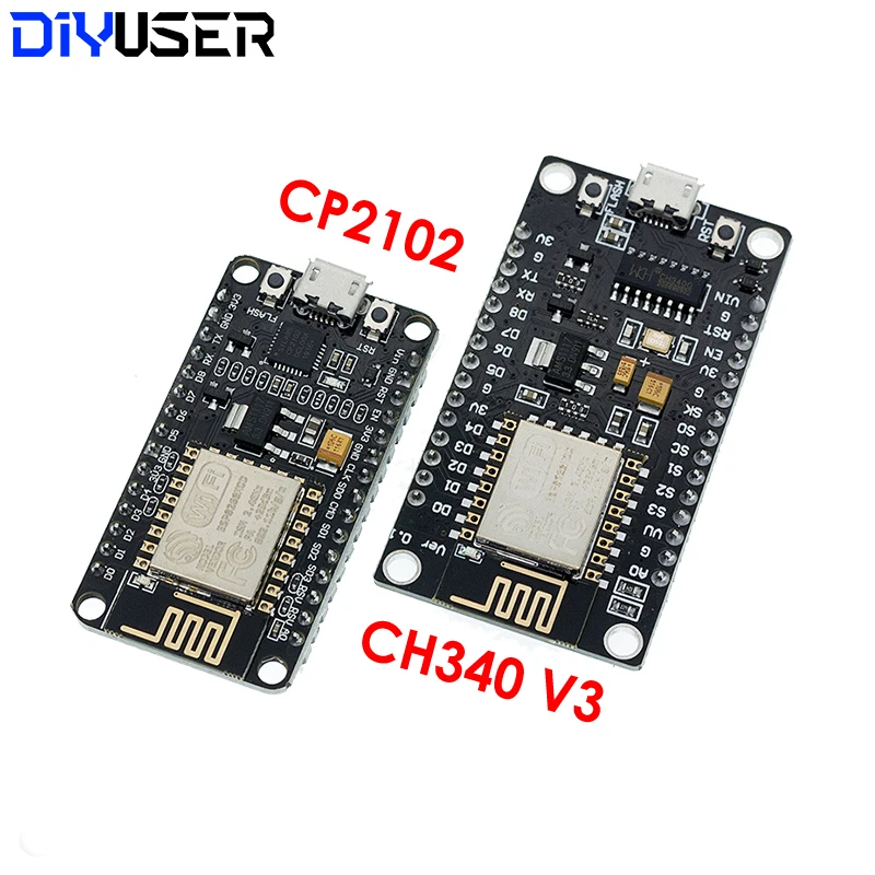 DIYUSER Wireless Module CH340/CP2102/CH9102X NodeMcu V3 V2 Lua WIFI Internet of Things Development Board Based ESP8266 ESP-12E