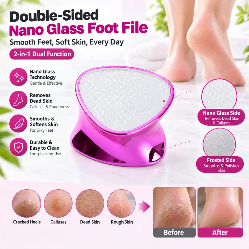 Double-sided Crystal Hair Eraser Glass Nano Foot File 2 in 1 Reusable Painless Physical Hair Grinder Fast Remove Foot Dead Skin