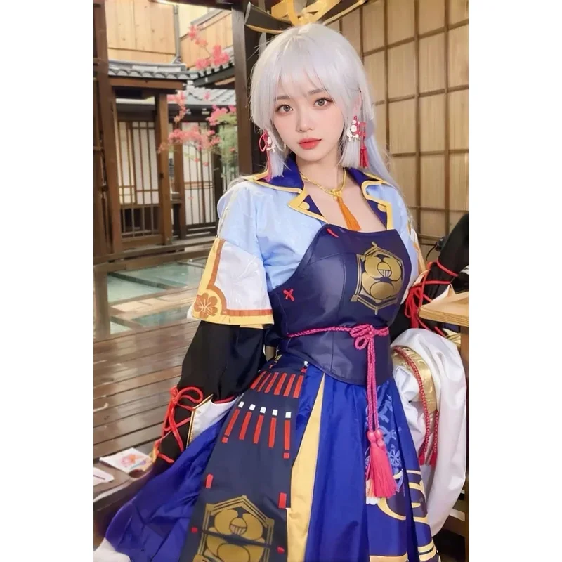 

CyKamisato Ayaka Genshin Impact Косплей Костюм Комплект с париком Хэллоуин Карнавальный наряд для вечеринки для женщин Comic Con Stocking Includ