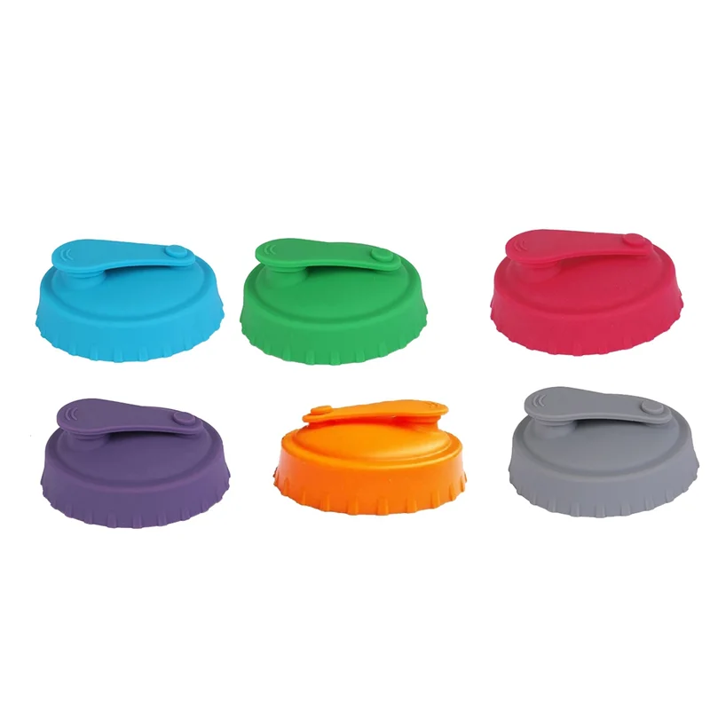 6 Pack Reusable Silicone Can Protector Lid or Covers with Resealable Nozzle for Standard Soda/Beverage/Beer Cans