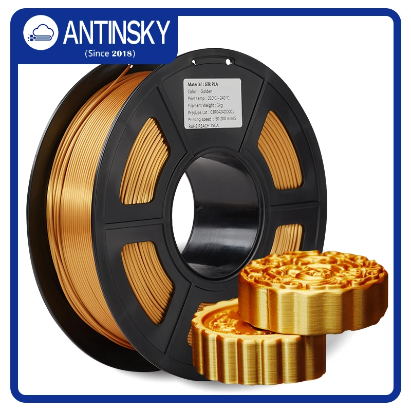 Antinsky PLA-Silk Multple Colors 3d printer 1.75mm 1KG Filament Glossy Surface high tough speed 50-200m/s pla silk filament