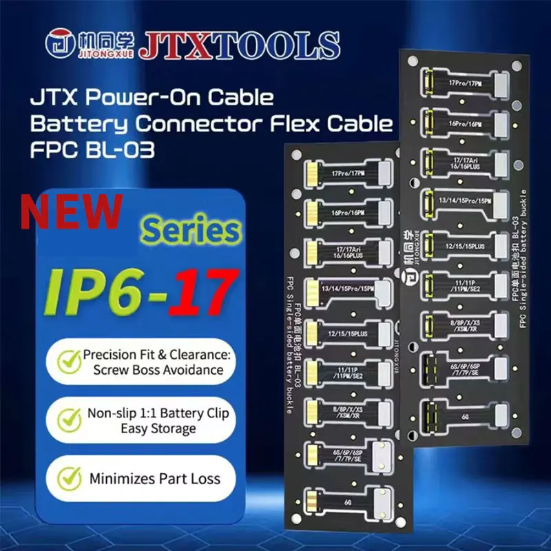 

Кабель FPC для аккумулятора JTX BL-03 iP6-17 Pro Max, гибкий разъем питания и набор инструментов для ремонта застежки