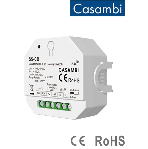 Skydance 10A Dry Contact Relay Output SS-CB Casambi Bluetooth +2.4G RF Relay Switch with Zero-crossing Detection Function