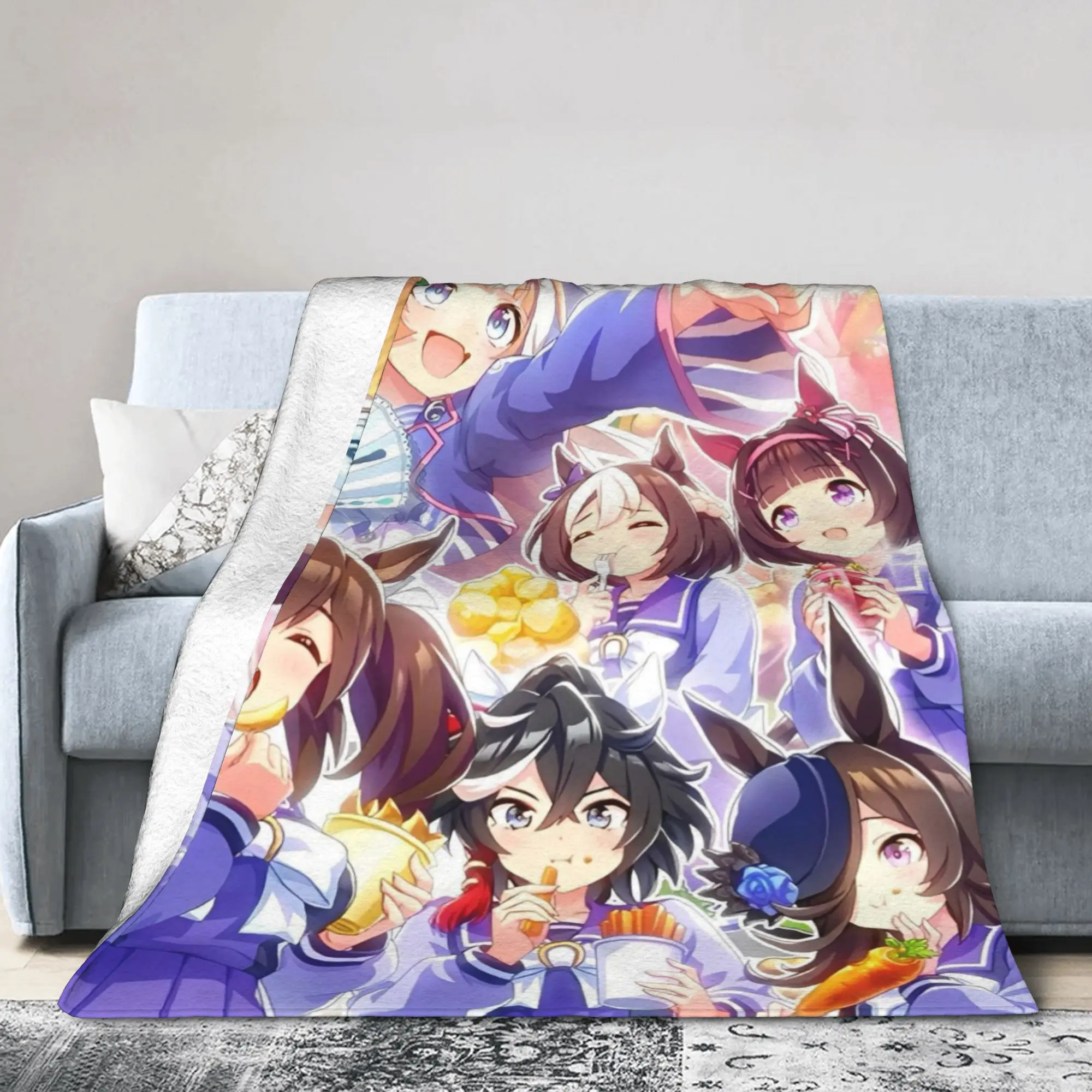 Umamusume Pretty Derby Anime Blanket Lovely Plush Funny Warm Throw Blanket for Bed Sofa Spring Autumn