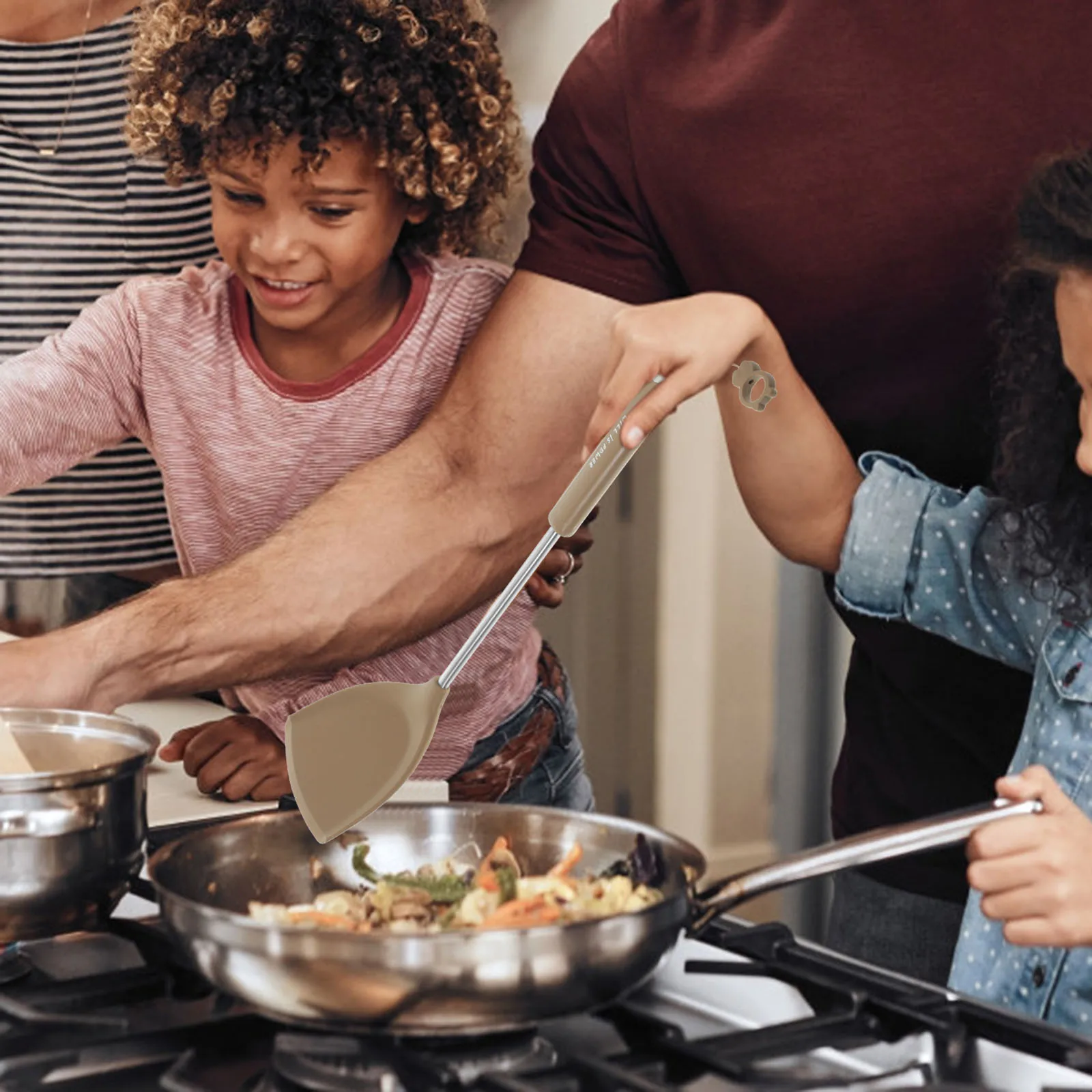 

4-Piece Brown Spatula Set Non-stick Kitchen Cooking Utensils Safe Food Grade Wok Spoon Household Cooking Spatula Tools