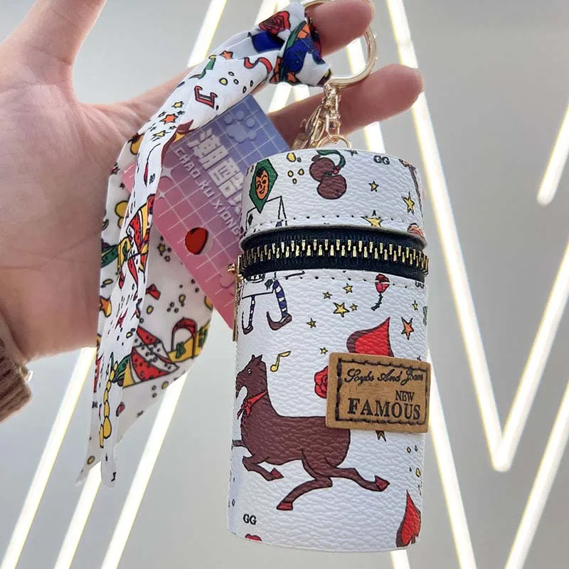 Luxurious and Exquisite Personalized Storage Bags Leather Buckets Lipstick Bags Silk Scarves Circus Key Chain Pendant Charm Acce
