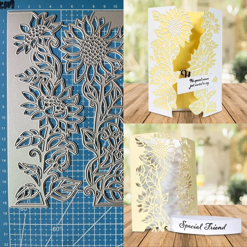 Lucky Goddess Metal Cutting Dies Sunflowers Edge Set Diy Scrapbooking Photo Album Decorative Embossing Paper Card Crafts