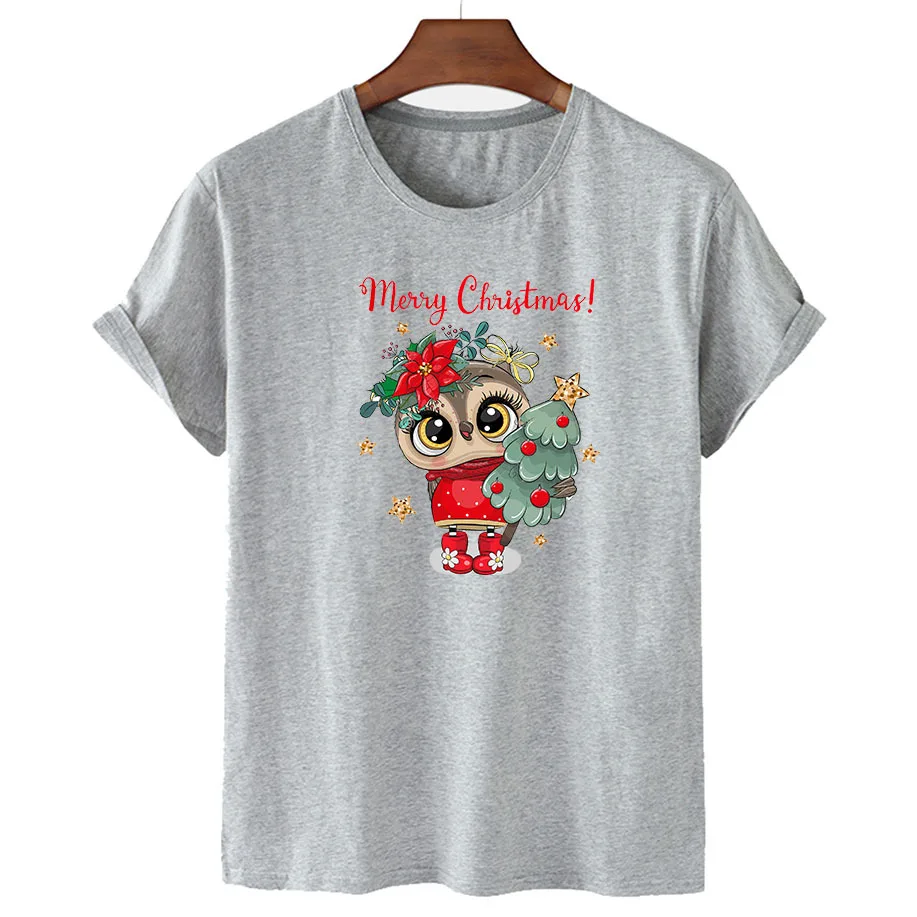 100% Cotton Christmas Print T-shirt 2022 Women's Fashion Shirt Unisex Short Sleeve O-neck T-shirt Summer Fashion Couple T-shirt