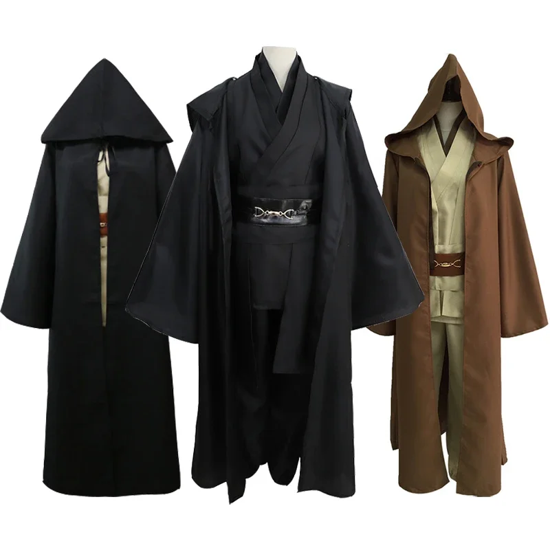 

Anime Jedi Knight Anakin Obi-wan Skywalker Cosplay Costume Adult Men Anakin Skywalker Cloak Robe Full Set Halloween Outfits