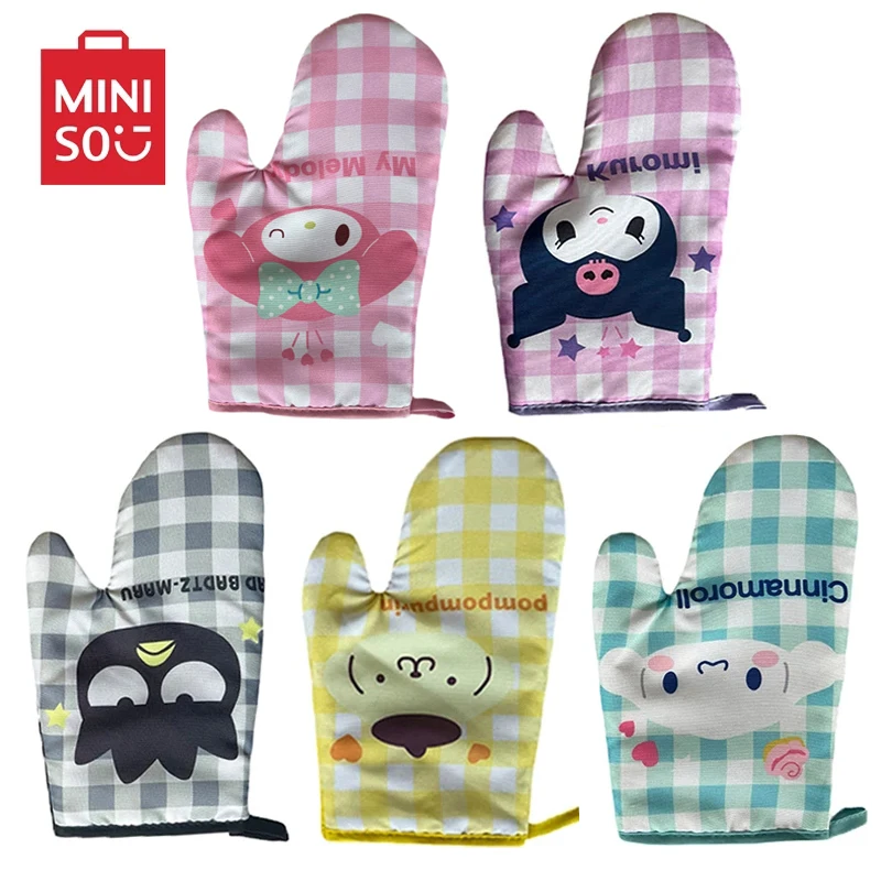 

Sanrio Kuromi Oven Glove Miniso Cinnamoroll Cute Cartoon Baking Cooking Anti-scald Insulation Kitchen Microwave Oven Accessories