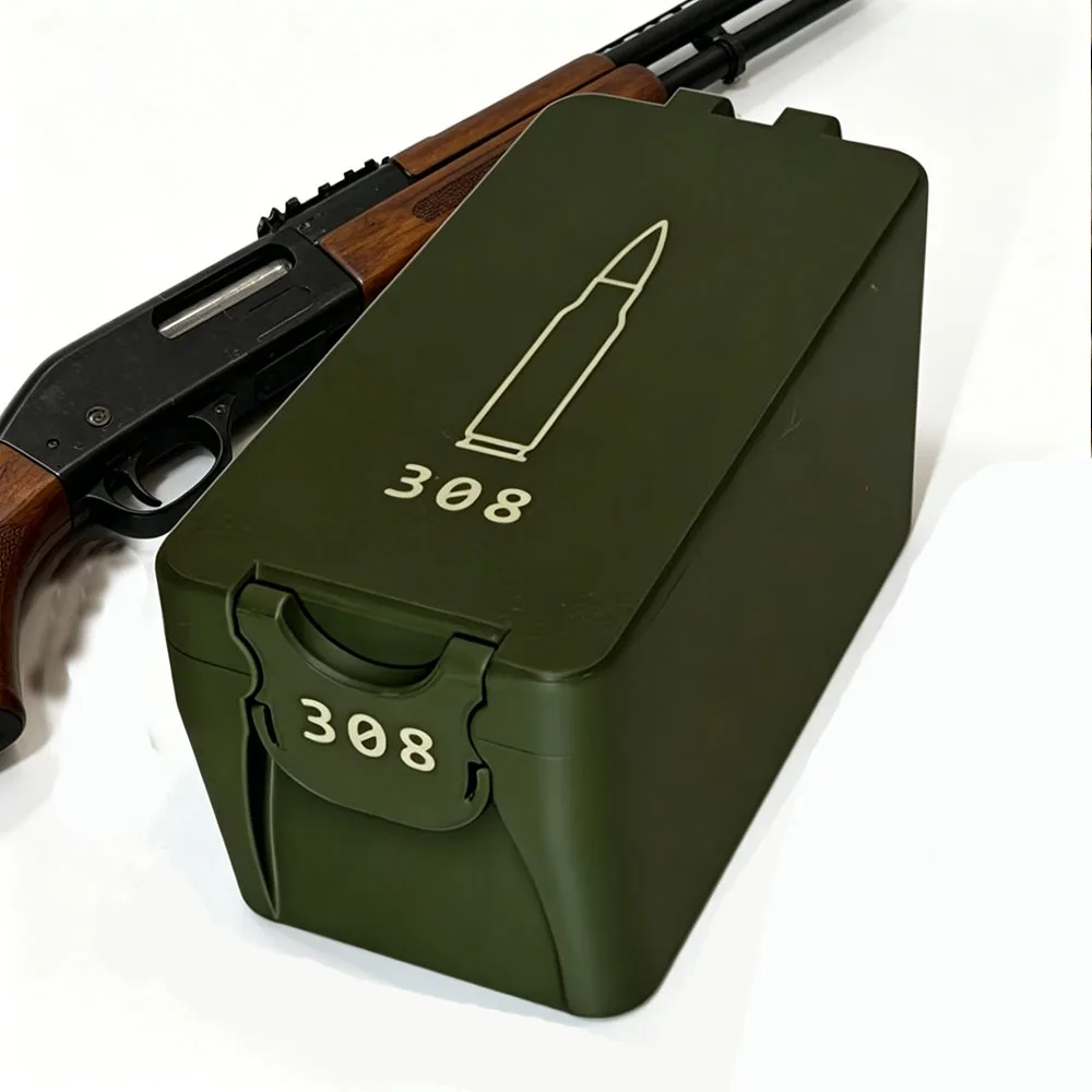 50 Rounds Tactical .308 Caliber Ammo Storage Box Portable Ammo Container with Removable Liner Wear-resistant Ammo Organizer