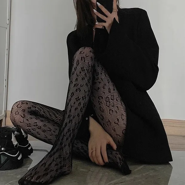 Women Sexy Leopard Fishnet Stocking Mesh Tights Print Punk Stretch Pantyhose Ladies Fashion Hollow Thigh High Slim Black Hosiery