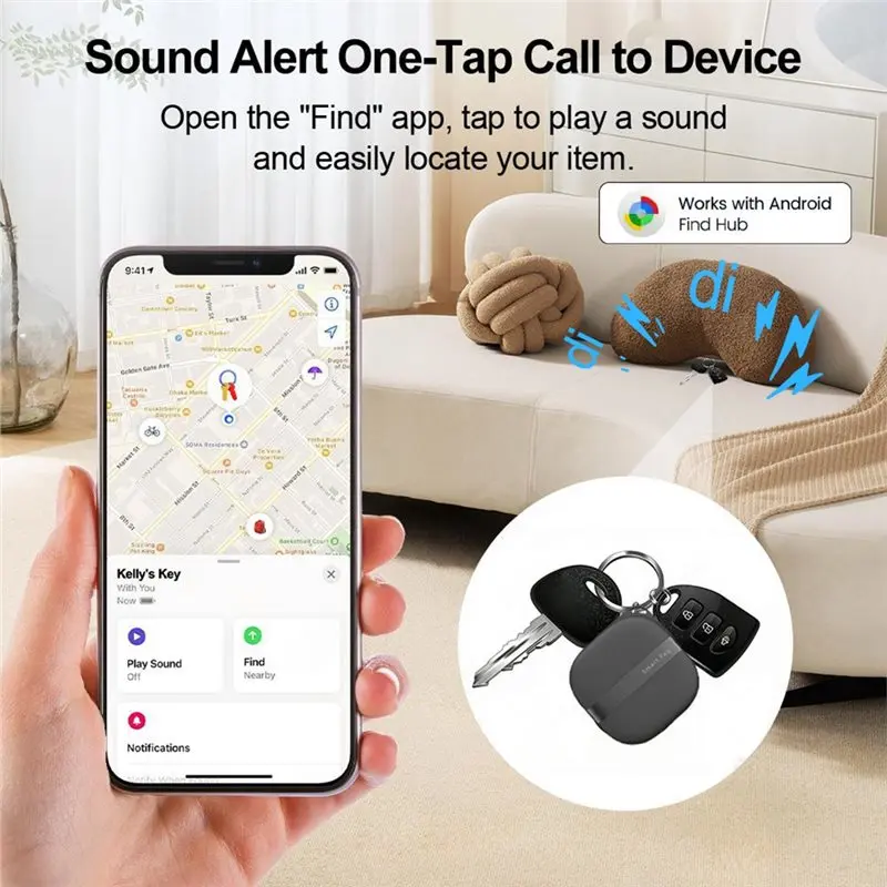 Smart GPS Tracker Remote Positioning Functionality, Anti-Lost Key Finder, For Google Search Center Support, For Android Devices