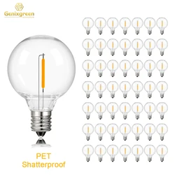 50Pcs G40 1W PET Shatterproof Light Bulb E12 110V 220V Dimmable Waterproof Plastic Led Globe Outdoor String Light Replace Bulbs