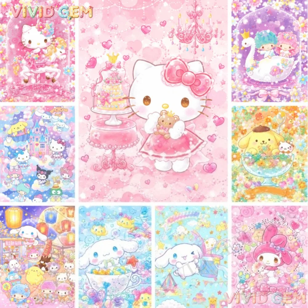 VIVID GEM Sanrio Sanrio Kawaii Diamantmalerei Hello Kitty Sanrio-Set Kreuzstich-Mosaik-Stickerei Schmuck Neue Raumdekoration 5