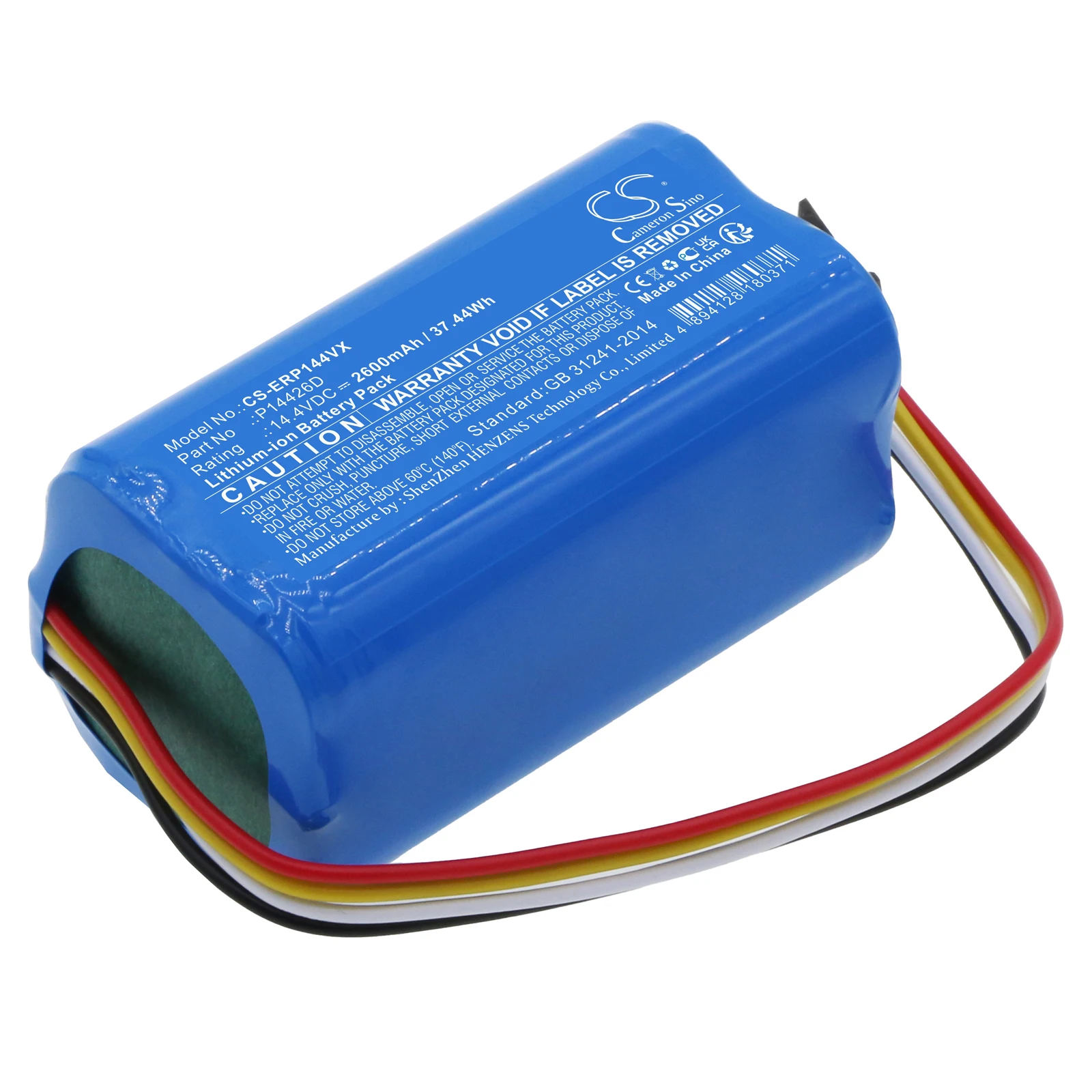 CS Replacement Battery For Eureka Groove Robot Vacuum P14426D 2600mAh/37.44Wh