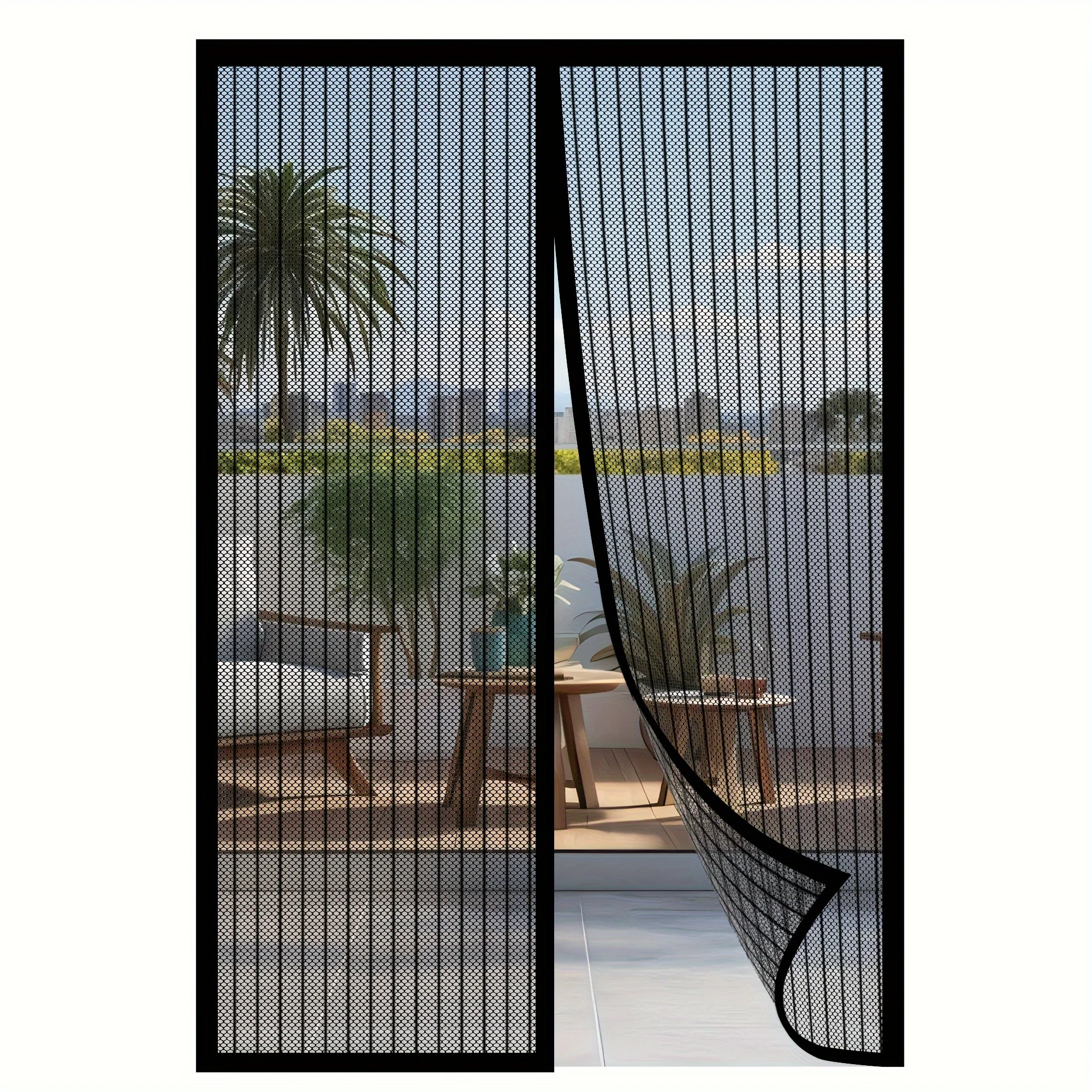 Soft Sheer Door Curtain，With magnetic closure - Breathable and mosquito-proof，Applicable36Inchx82inch door，Easy to Clea