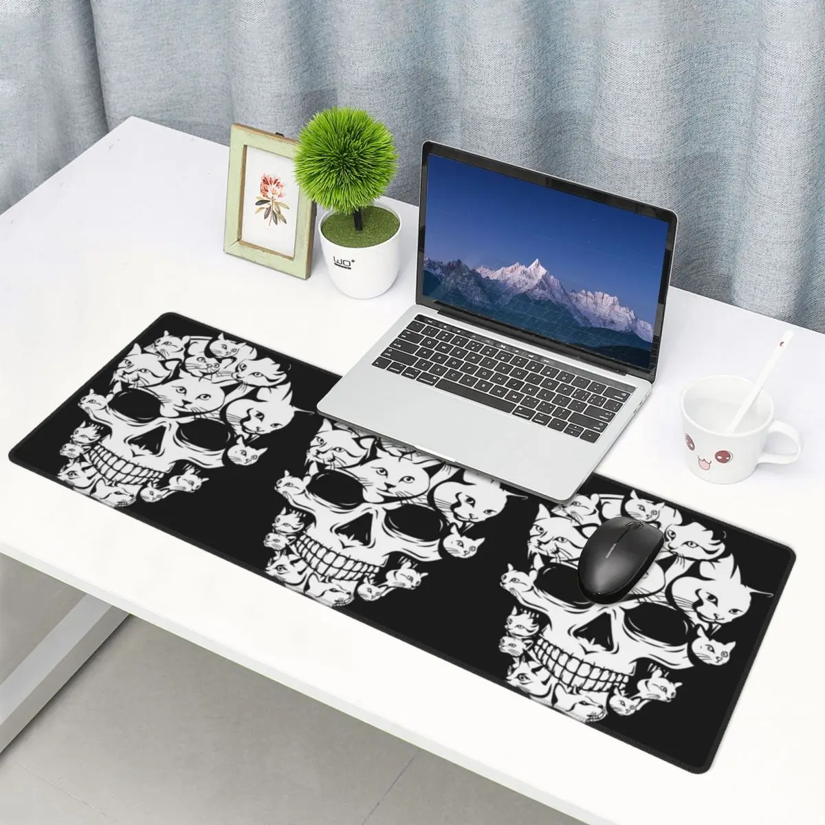Large Mouse Pad Halloween Funny Cat Skull Cat Min Gamer PC Laptop Mats Keyboard Carpet Computer Gaming Desk Mat