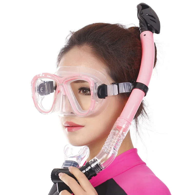 

Adult New Silicone Diving Glasses Professional Snorkeling Sambo Full Dry Snorkel Myopia Swimming Large Frame Masks