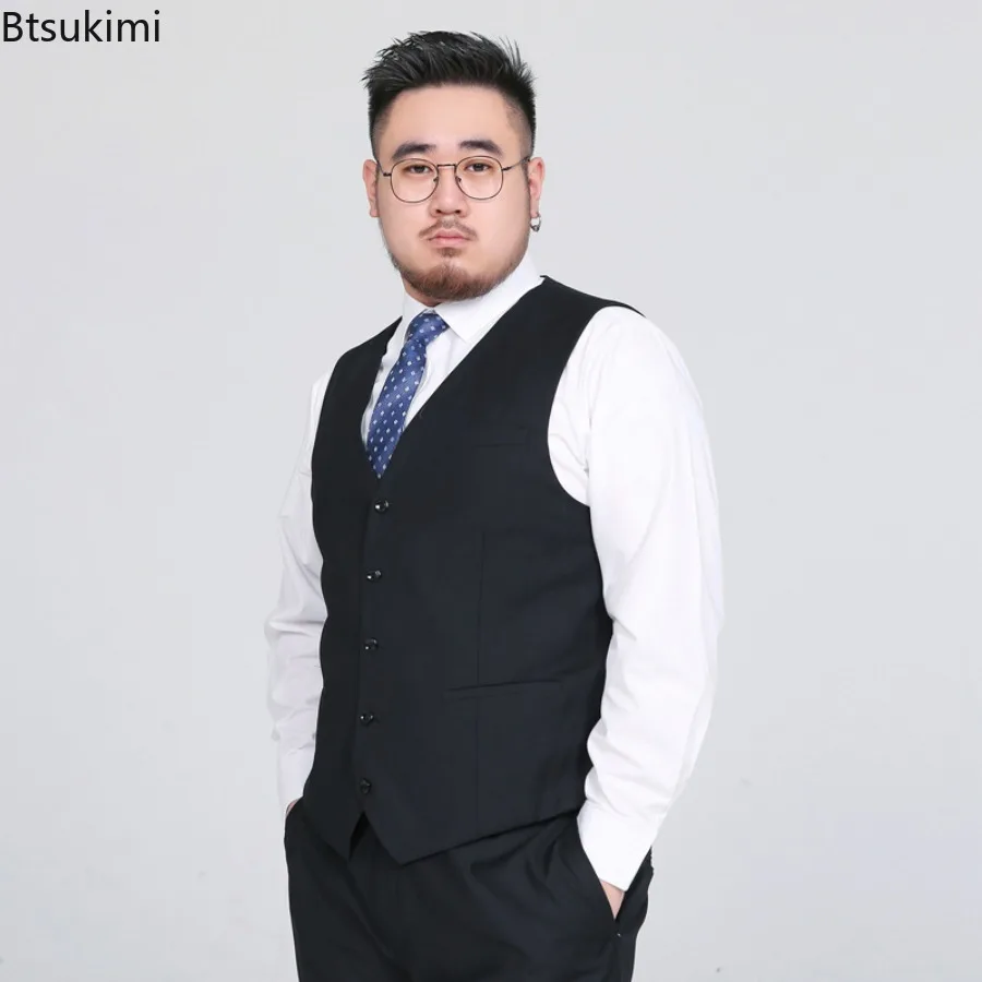 2024 New Men's Business Party Wedding Formal Suit Vest Men Plus Size10XL Solid V-neck Vest Elegant Style Man Gentleman Waistcoat