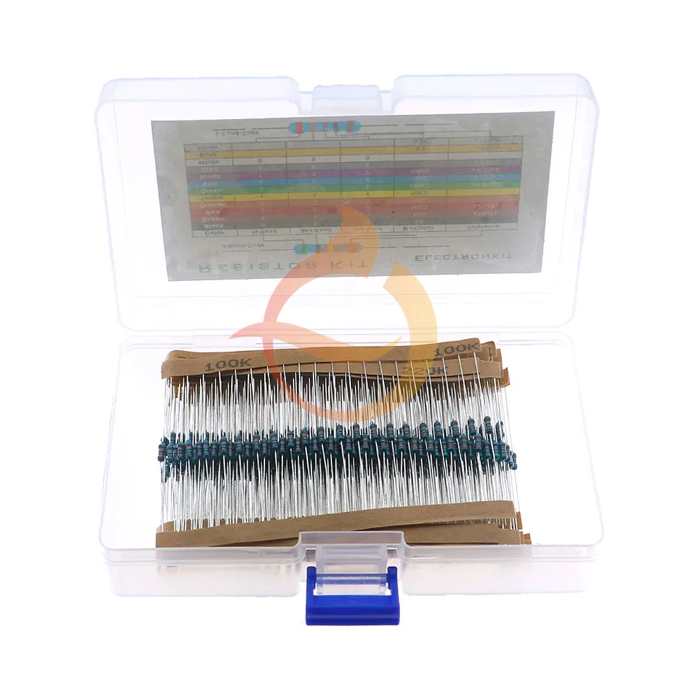 600pcs 1% 10 ohm~1M ohm 1/4W Metal Film Resistor Assorted kit 30Value Each 20pcs