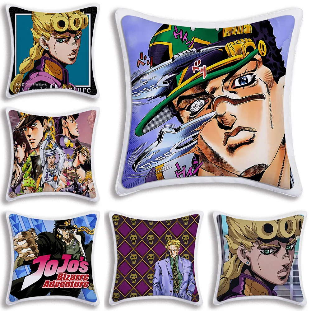 Hot Anime JoJo's Bizarre Adventure Pillow Covers Cartoon Sofa Decorative Home Double-sided Printing Short Plush Cushion Cover