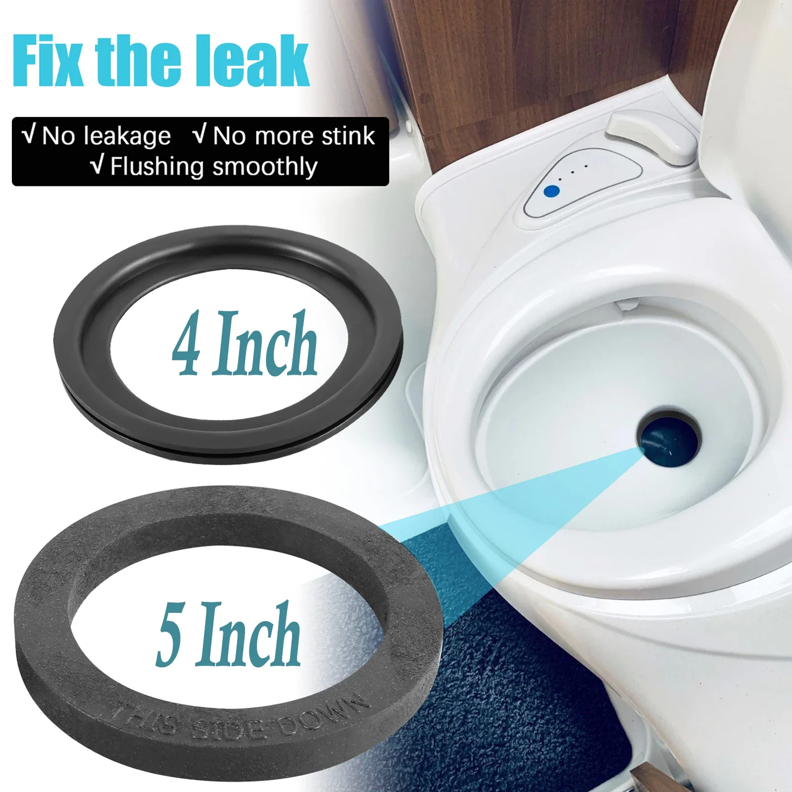 

2Pcs RV Seal Washer For Flush Valves Toilet Replacement Rubber 385311652 RV/385311658 RV Toilet Seals with Screws Leak Proof RV