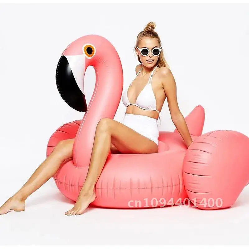 For Adult Pool 60 Inches Giant Inflatable Rose Gold Flamingo Swan Ride-on Summer Toys Swimming Pool Games Water Mattress Floats