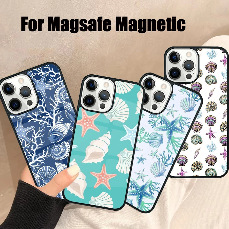 Seashell Shell Sea Art Phone Case For iPhone 17 Air 16e 15 14 13 12 11 Pro Max Plus Magsafe Wireless Magnetic Cover