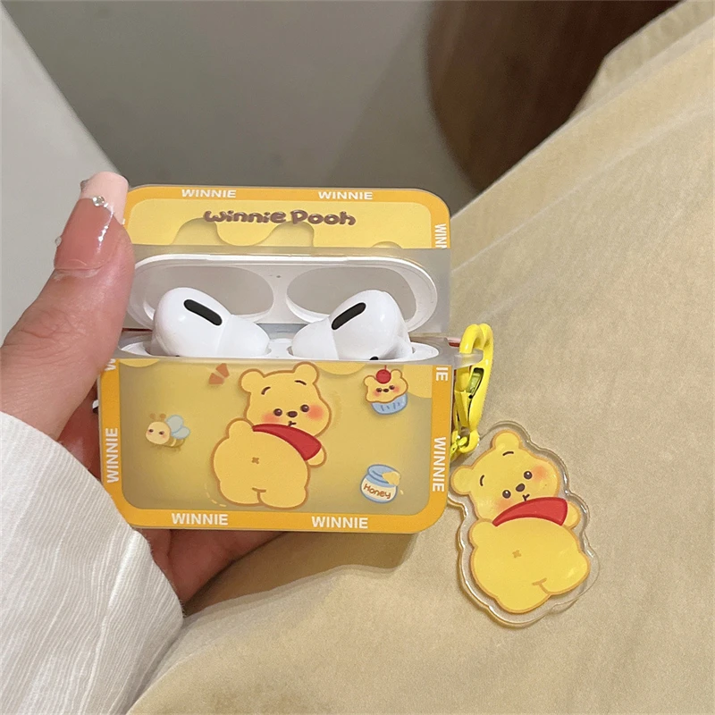 Disney Winnie Pooh For Apple AirPods 1 2 Pro 3rd Generation Cover Bluetooth Headphone Cover Cartoon Protective Case With Pendant