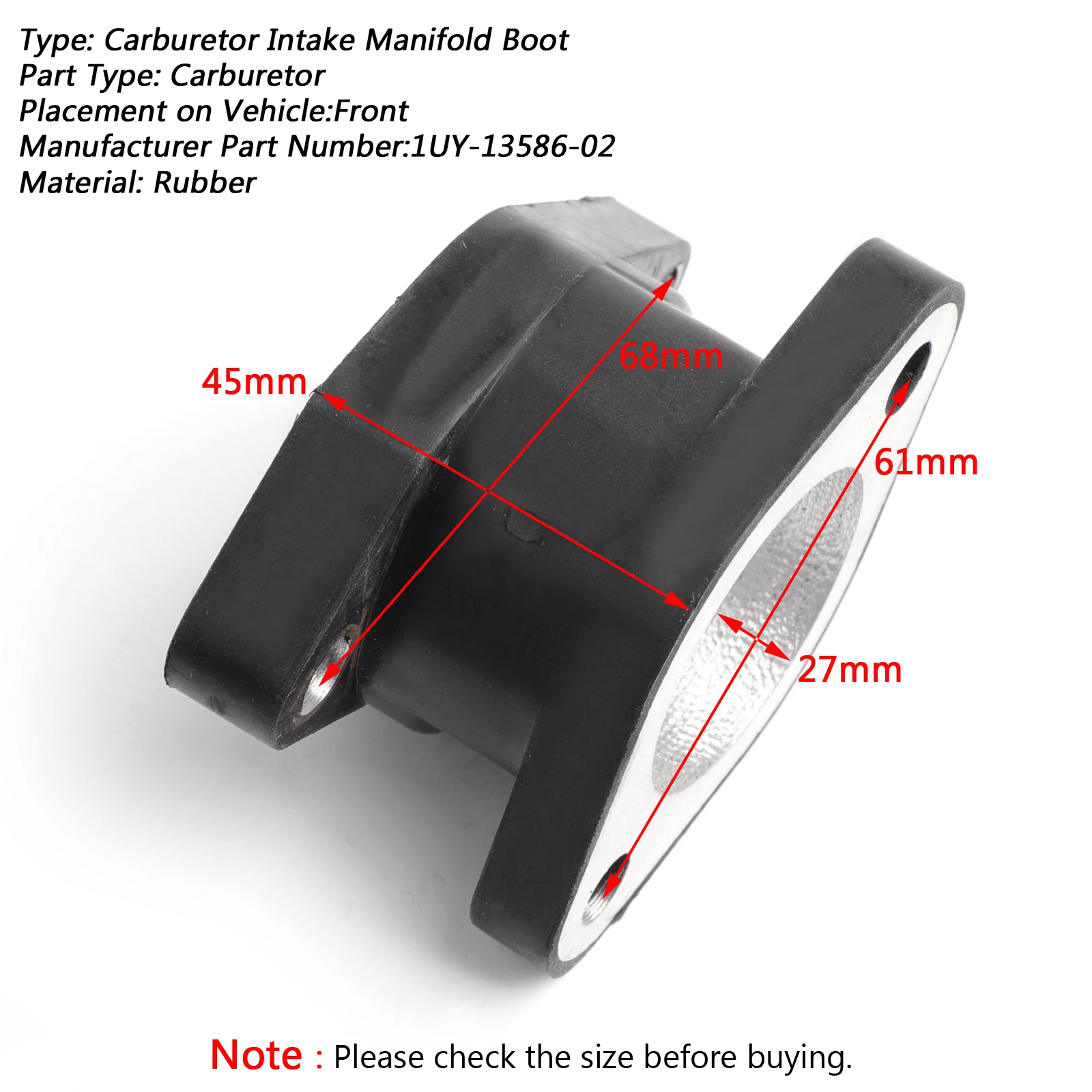 Artudatech 1UY-13586-02 Intake Carburetor Boot 1UY-13586-02 For Yamaha YFM350X Warrior 350 YFM350FX