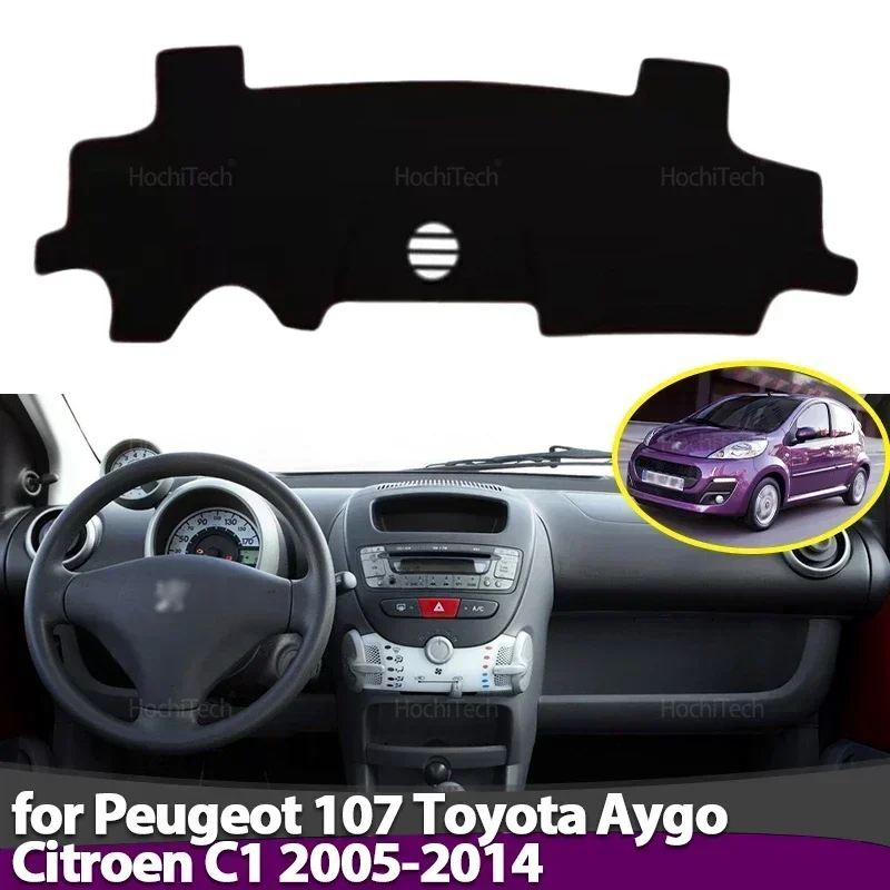 Car Dashboard Cover Avoid Light Pad Instrument Panel Mat Case Carpets for Peugeot 107 Toyota Aygo AB10 AB20 AB30 2005-2014