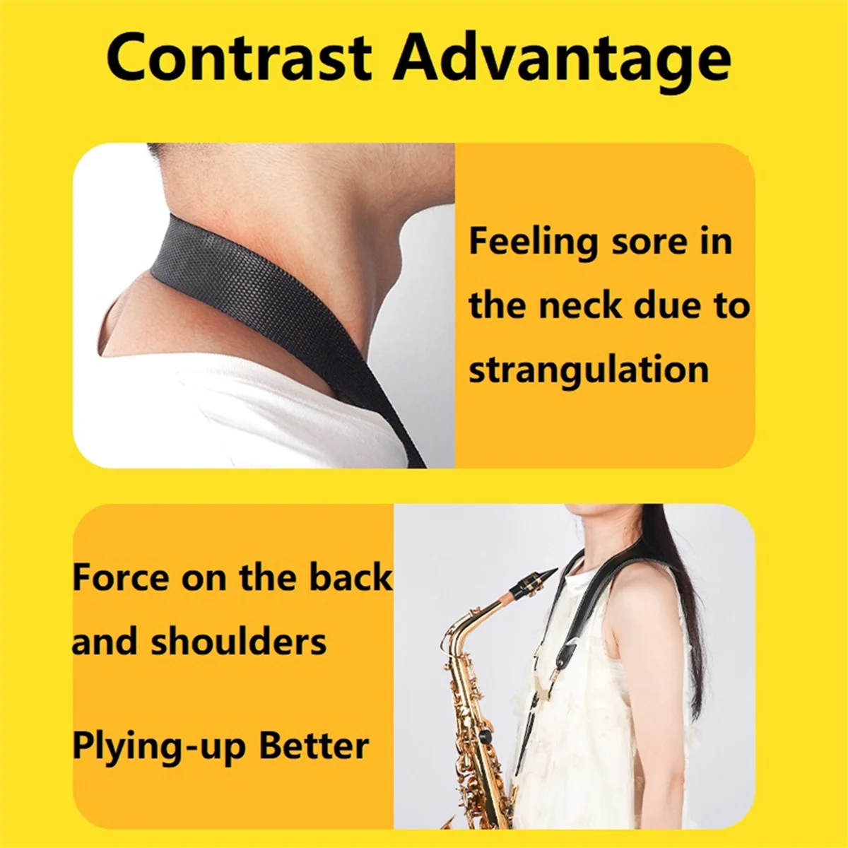 Adjustable Saxophone Shoulder Neck Strap Double Shoulder Strap Harness Sax Musical Instruments Accessories