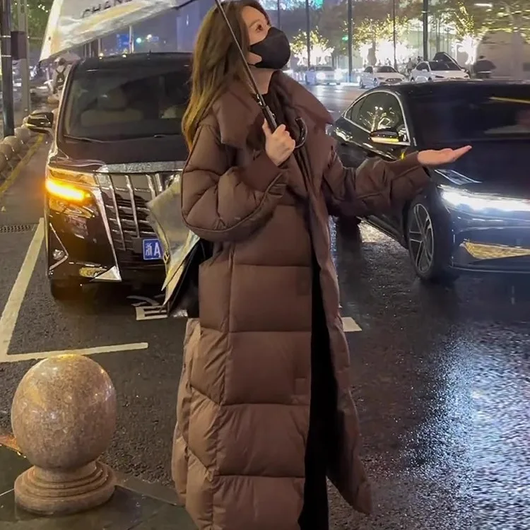여성용 롱 패딩 코트 겨울 무릎 길이 두꺼운 루즈핏 패션 아우터웨어 파카
