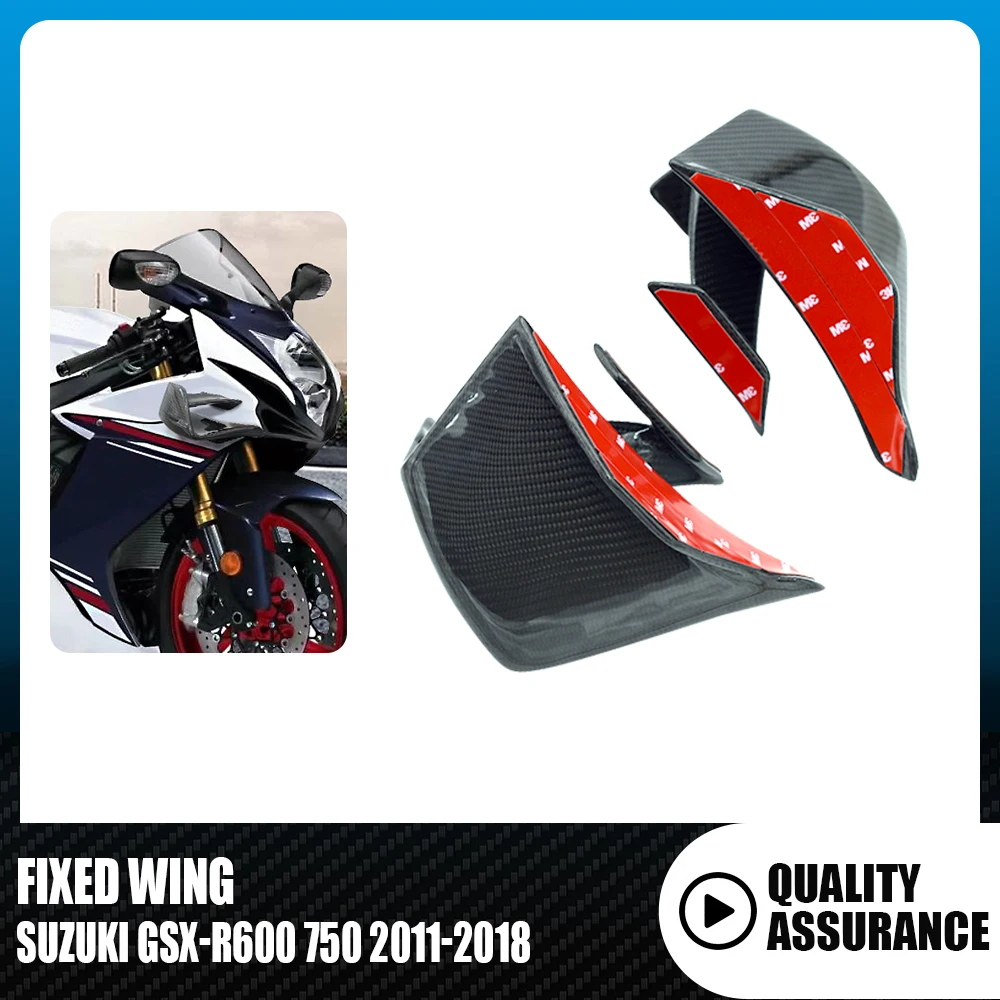 

100% 3K Carbon Fiber Aerodynamic Spoiler Fairing Fixed Wing For SUZUKI GSX-R600 750 GSX-R750 GSXR600 GSXR750 2011-2018