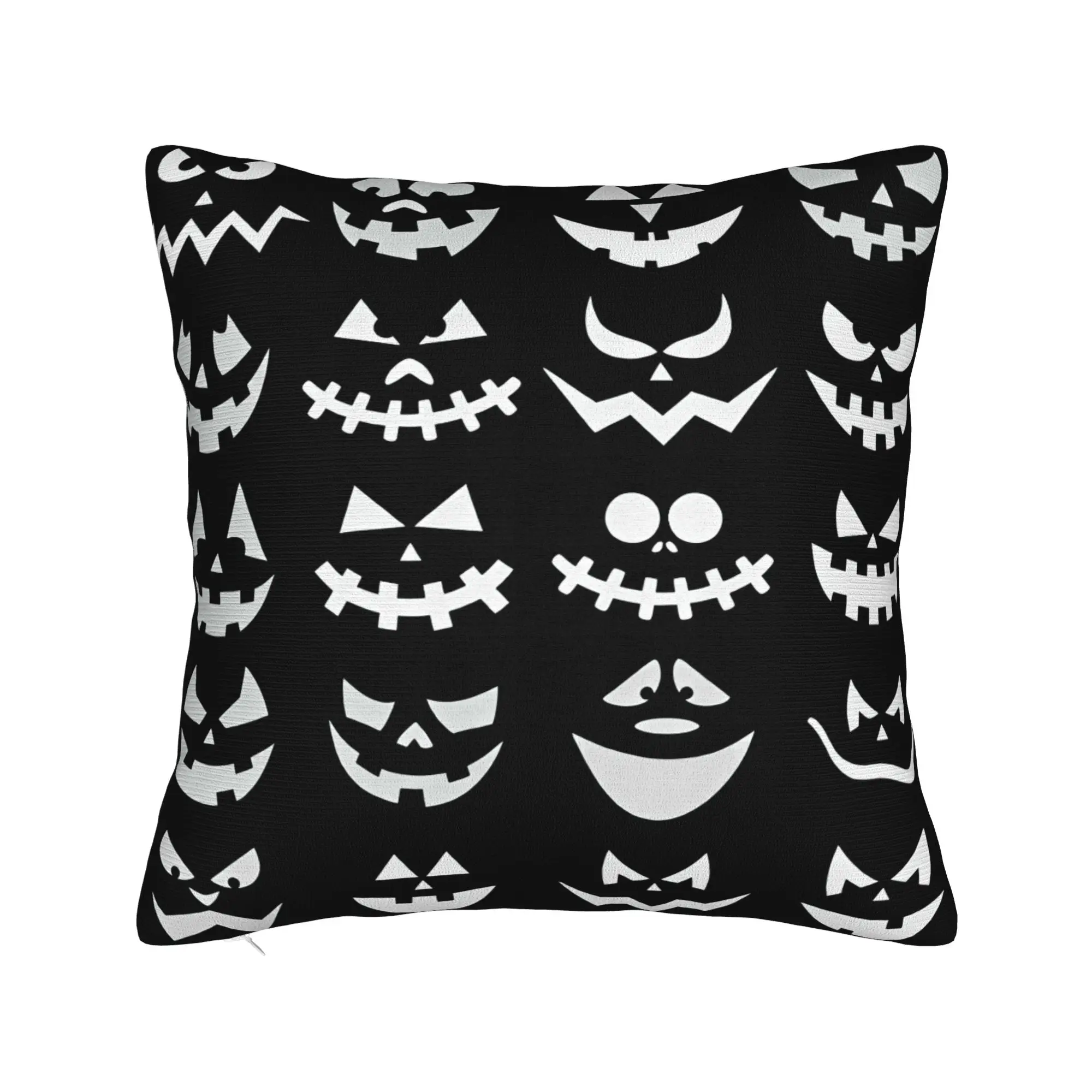 Pillow Cover Jack O Lantern Face Silhouette Collection Pattern  Funny Pillow Case For Living Room Sofa Pillowcases