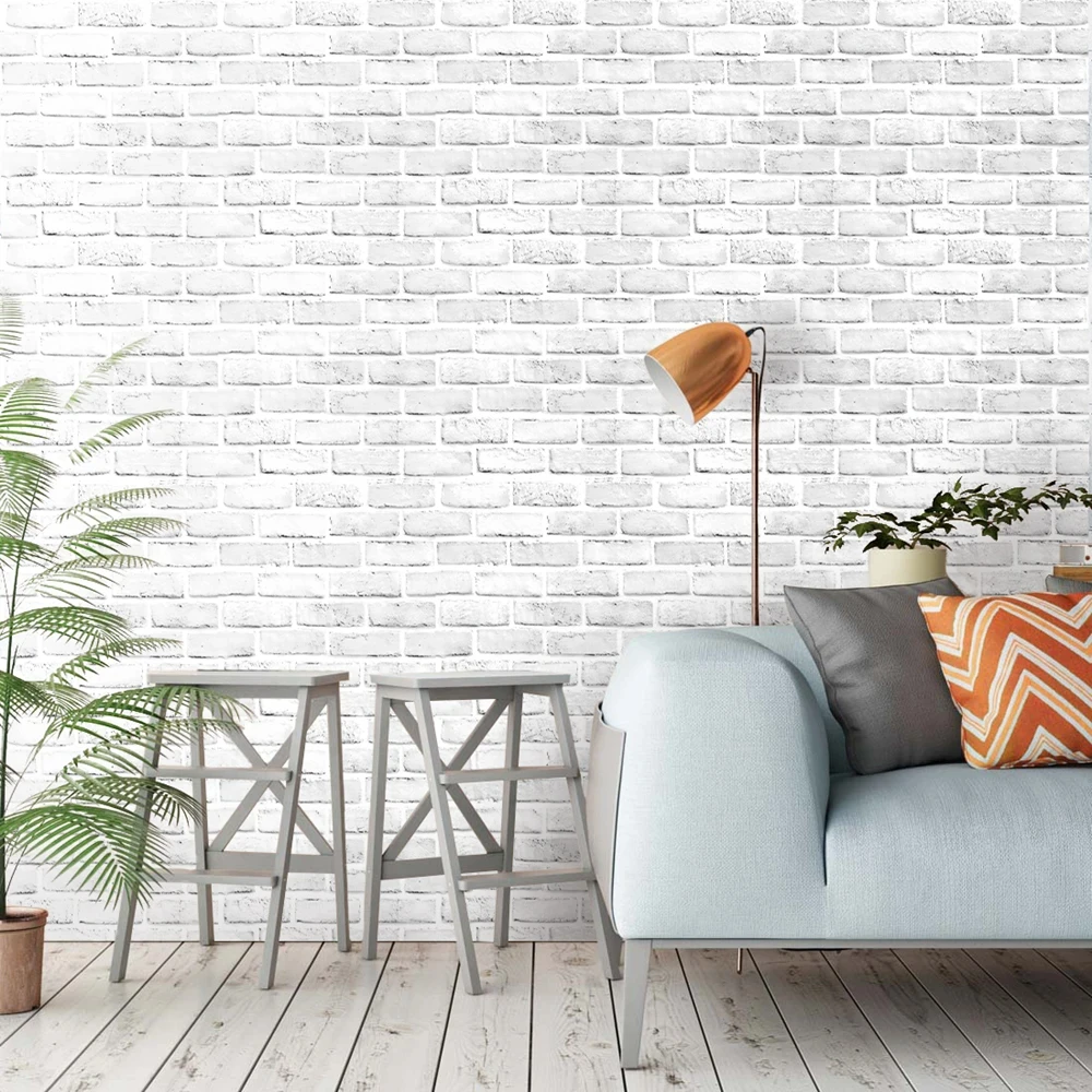 Gray White Brick Peel And Stick Wallpaper Faux Brick Self-Adhesive Wallpaper Bedroom Kitchen Cabinets Home Decor Wall Sticker