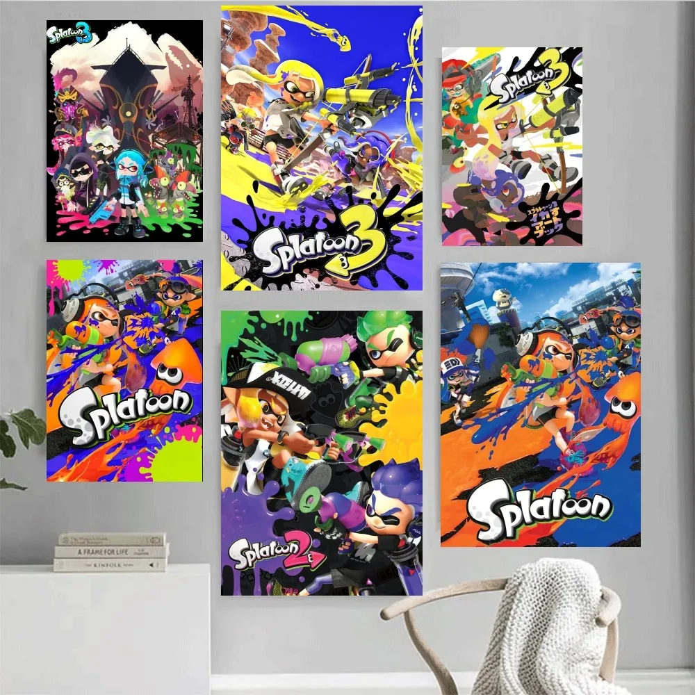 Game S-Splatoons 3 Poster Home Office Wall Bedroom Living Room Kitchen Decoration Painting