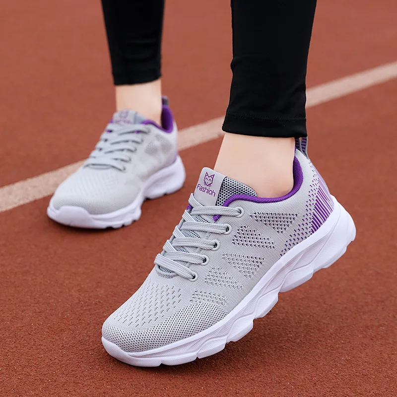 

Women Sneakers Ultralight Walking Shoes Ladies Mesh Casual GYM Sport Shoes Outdoor Breathable Soft Grey Sneaker Lace-up Spring