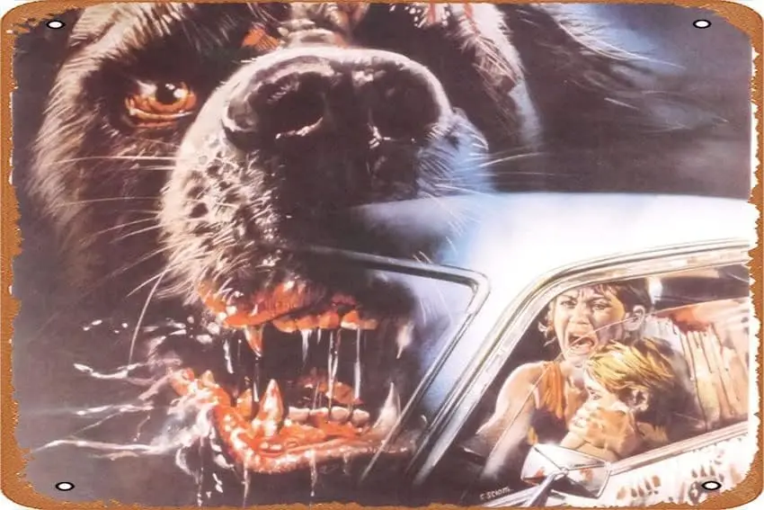 Retro Tin signs Cujo-Original Vintage Turkish Movie Poster for Lewis Teagues adaptation of Stephen Kings Rabid Saint Bernard Rom