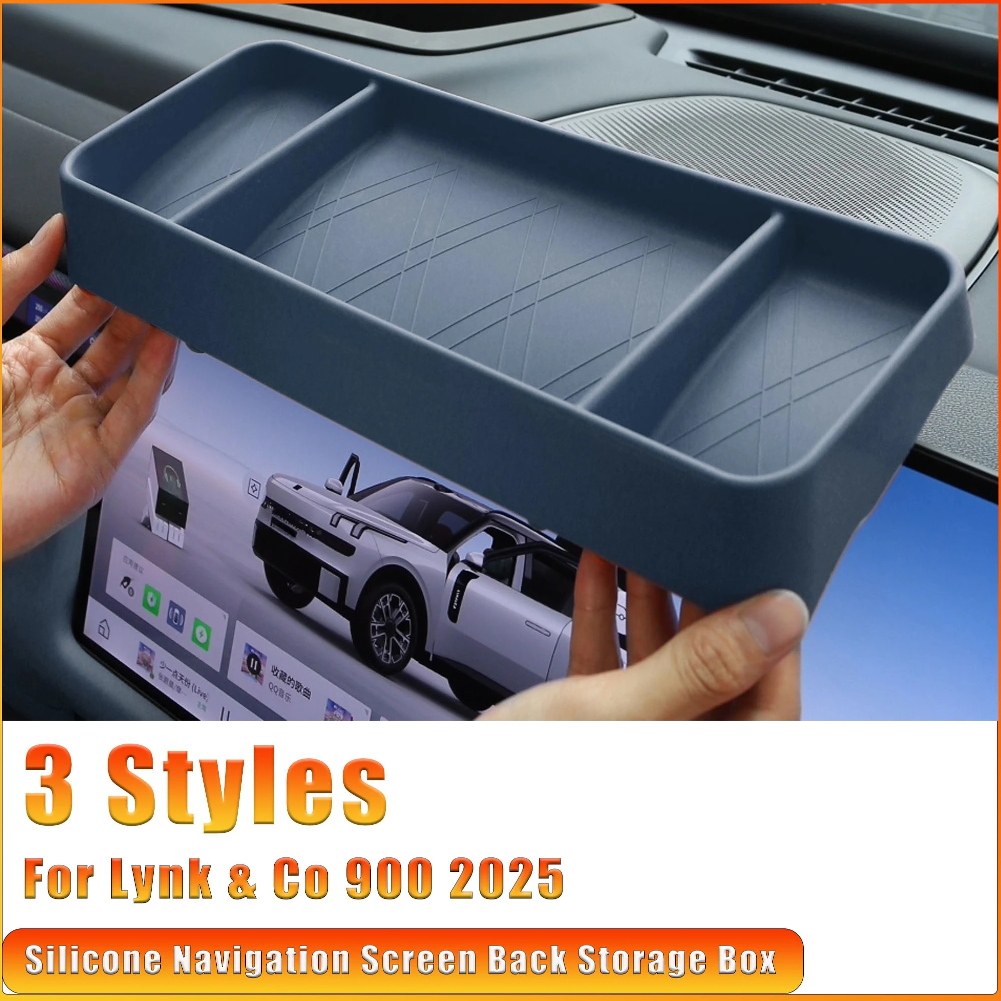 

3 Styles Silicone Console Organzier Tray Interior Tidying Accessories Navigation Screen Back Storage Box for Lynk & Co 900 2025