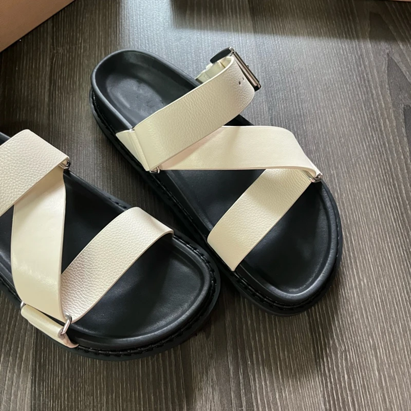 Withered Mules ShoesSlippers Thick Sole Vintage Sandals Women British Minimalist Hand Woven Genuine Leather  Summer