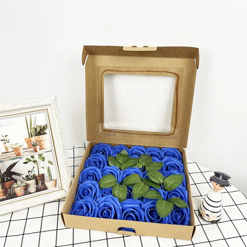 30 Stück künstliche blaue Rosen, gefälschte Schaumrosen mit Stielen, Hochzeit, Party, DIY-Dekoration, Kunstblume, Boho, Zuhause, Zimmer, Vasendekoration – Detail 9