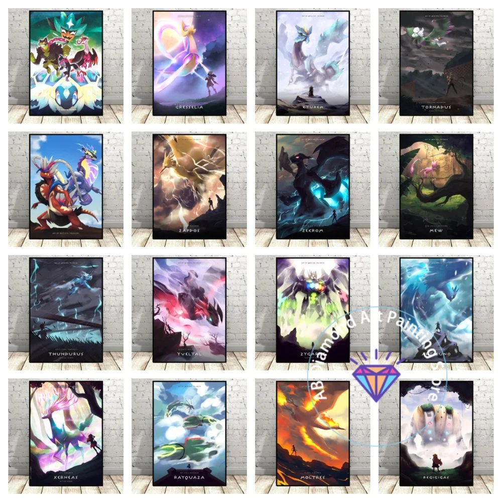 

Pokemon Legendary Birds Decorative Paintings Moltres and Articuno Square Round AB Diamond Painting Kit 5D DIY Crafts Decor Gift