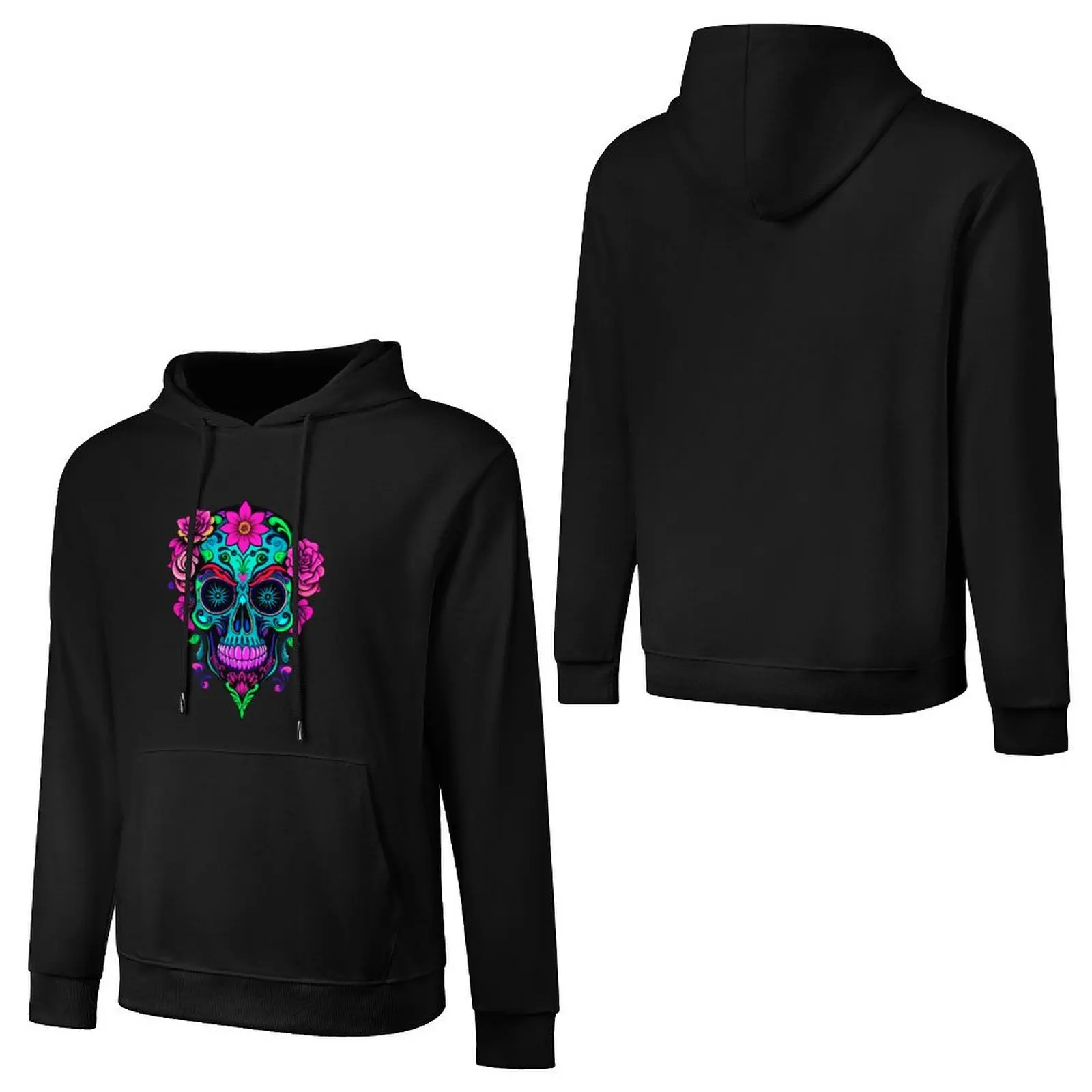 A vibrant and abstract sugar skull Calavera Pullover Hoodie men's sweat-shirt hooded shirt streetwear men anime hoodie