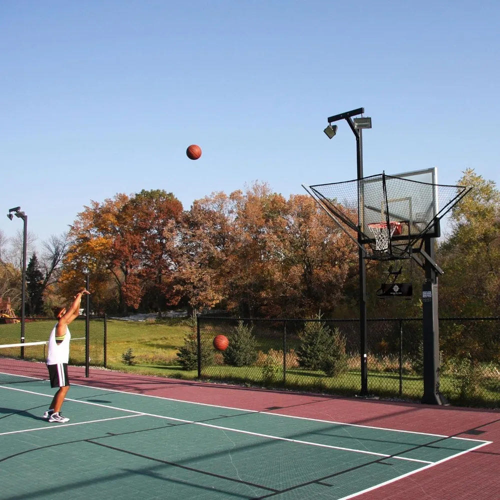 Portátil Rebounder Net Return System, Shot Trainer para Pólo Tradicional, Wall Mounted Hoops com Rampa Rotativa