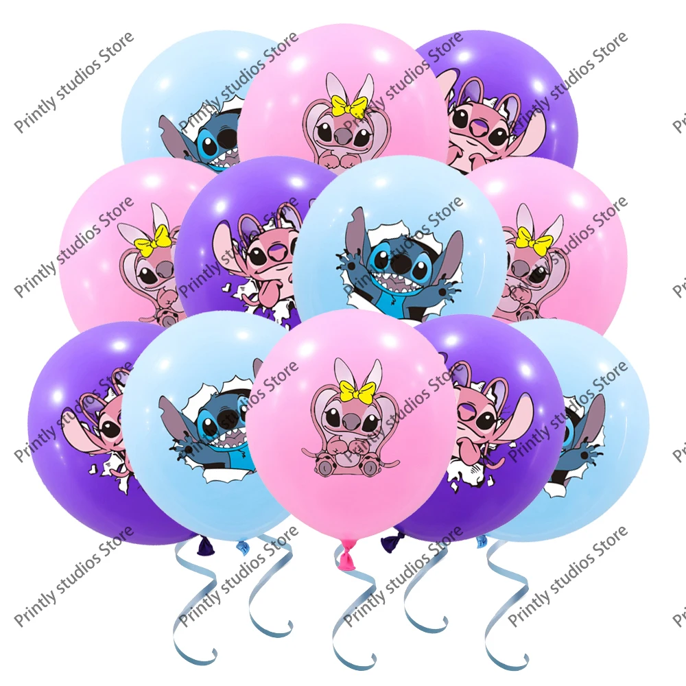 12Inch Disney Lilo and Stitch Latex Balloon Set Boy Girl's Birthday Party Baby Shower Party Decorations Kid Toys Supplies